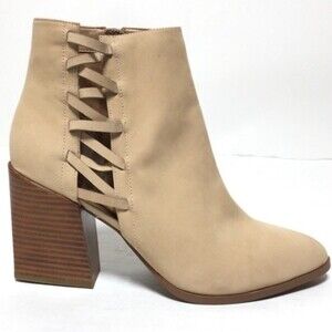ALDO Lace Details Cream Suede Leather Booties NWOB